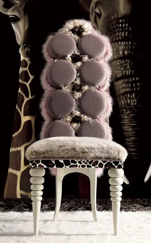 Casa Padrino chaise de salle à manger baroque de luxe violet / gris / blanc - Magnifique chaise baroque - Mobilier de salle à manger baroque - Mobilier de château baroque - Fabriqué en Italie Schneller Versand