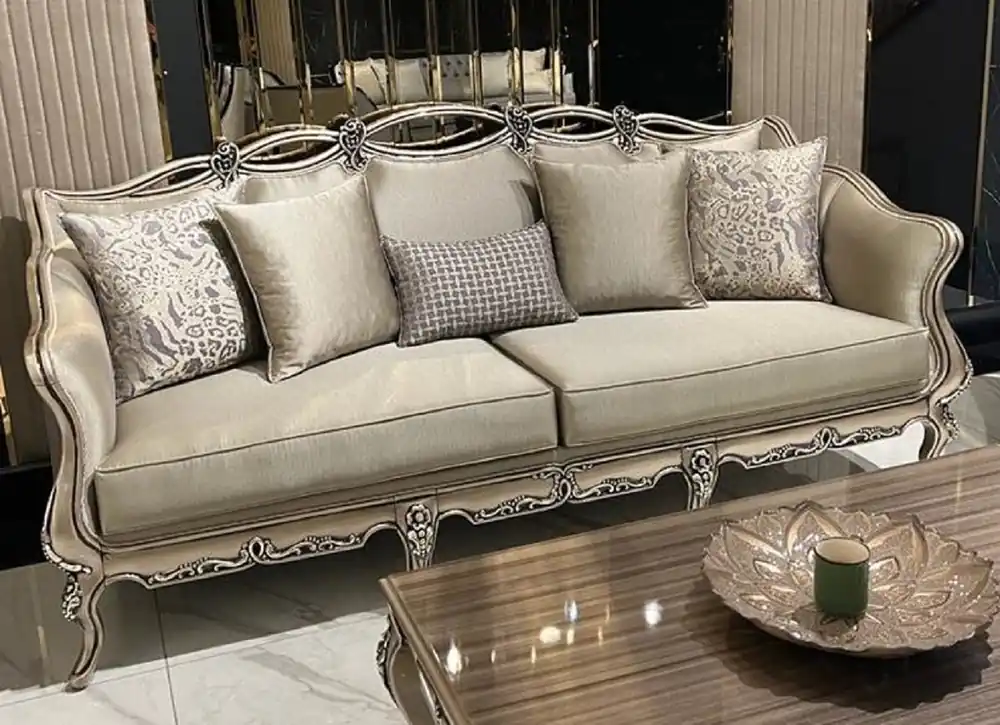 Garantierte Lieferung Casa Padrino canapé baroque de luxe or / violet / or - Canapé de salon fait main avec coussins décoratifs - Meubles de salon de style baroque - Noble et Magnifique