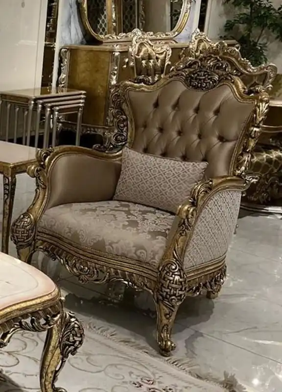 Finale Aktion Casa Padrino fauteuil de salon baroque de luxe marron / blanc / or - Fauteuil de style baroque fait main avec motif élégant et coussin décoratif - Magnifique mobilier de salon baroque