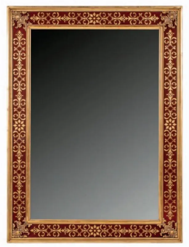 Geprüft Casa Padrino miroir baroque de luxe bordeaux rouge / or - Miroir mural rectangulaire en bois massif de style baroque - Mobilier Baroque - Qualité de Première Classe - Fabriqué en Italie