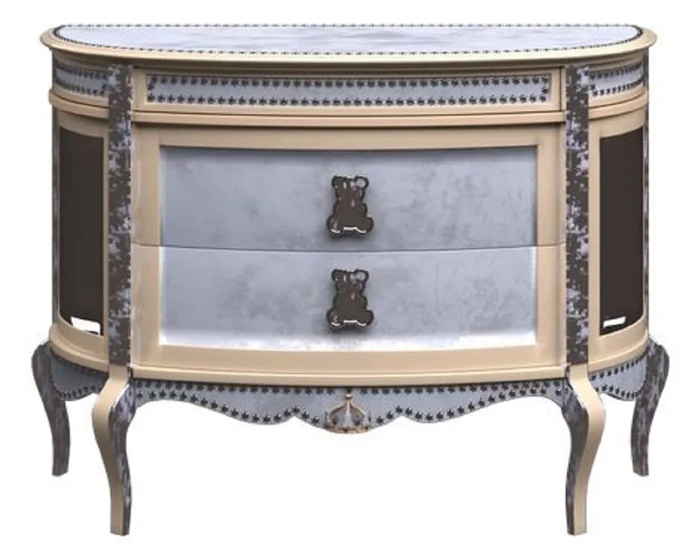 Casa Padrino table de chevet baroque de luxe bleu / beige - Magnifique table de chevet pour enfant - Mobilier baroque pour chambre d'enfant - Qualité de Luxe - Fabriqué en Italie Garantierte Lieferung