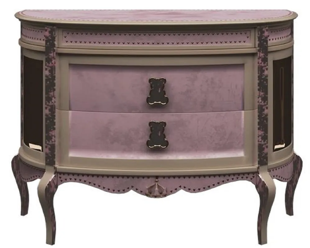 Casa Padrino table de chevet baroque de luxe rose / beige - Magnifique table de chevet pour enfant - Mobilier baroque pour chambre d'enfant - Qualité de Luxe - Fabriqué en Italie Direktkauf