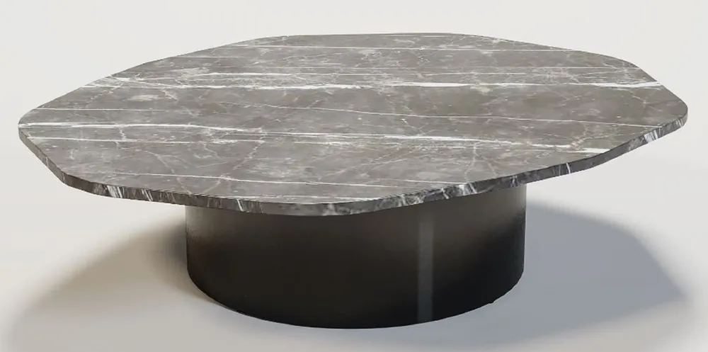 Casa Padrino table basse de luxe gris / noir 120 x 100 x H. 30 cm - Table de salon moderne avec plateau en marbre - Mobilier de Salon - Qualité de Luxe Markenprodukt