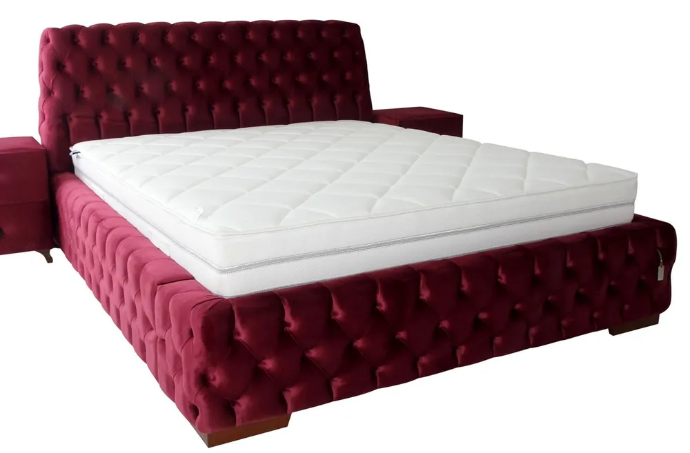 Preisreduziert Casa Padrino lit double Chesterfield de luxe rose / marron - Différentes Tailles - Lit moderne avec matelas - Mobilier de Chambre Chesterfield