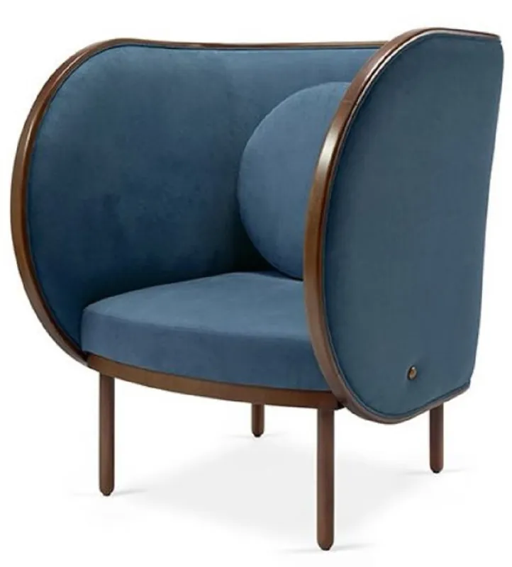 Top-Preis Casa Padrino fauteuil design en velours bleu / marron 90 x 92 x H. 106 cm - Fauteuil Lounge Hôtel - Mobilier Hôtel - Mobilier Design - Qualité de Luxe