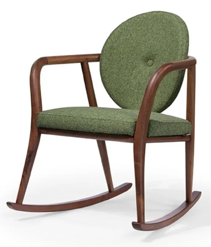 Casa Padrino chaise à bascule de luxe vert / marron 66,5 x 71 x H. 87,5 cm - Chaise rembourrée en bois massif avec accoudoirs - Mobilier de salon de luxe Online Kaufen