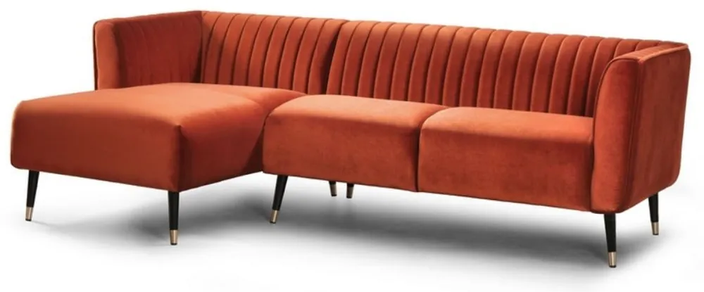 Casa Padrino canapé d'angle de luxe orange / noir / laiton 250 x 150 x H. 87 cm - Canapé de salon moderne - Mobilier de salon moderne - Collection de Luxe Schnäppchen