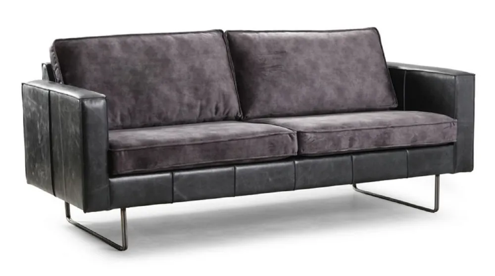 Casa Padrino canapé 2 places en cuir de luxe gris vintage 170 x 90 x H. 85 cm - Canapé de salon en cuir véritable - Meuble de Salon - Collection de Luxe Preis Gesenkt