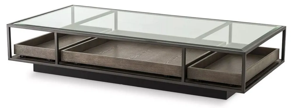 Highlight Casa Padrino table basse de luxe bronze / gris 180 x 90 x H. 37 cm - Table de salon rectangulaire avec plateau en verre - Meuble de Salon - Mobilier de Luxe