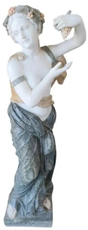 Casa Padrino sculpture en marbre Art Nouveau femme avec raisins de cuve noir / blanc / gris / beige - Figurine décoration de jardin - Accessoires de Décoration de Jardin Baroque & Art Nouveau Knallerangebot