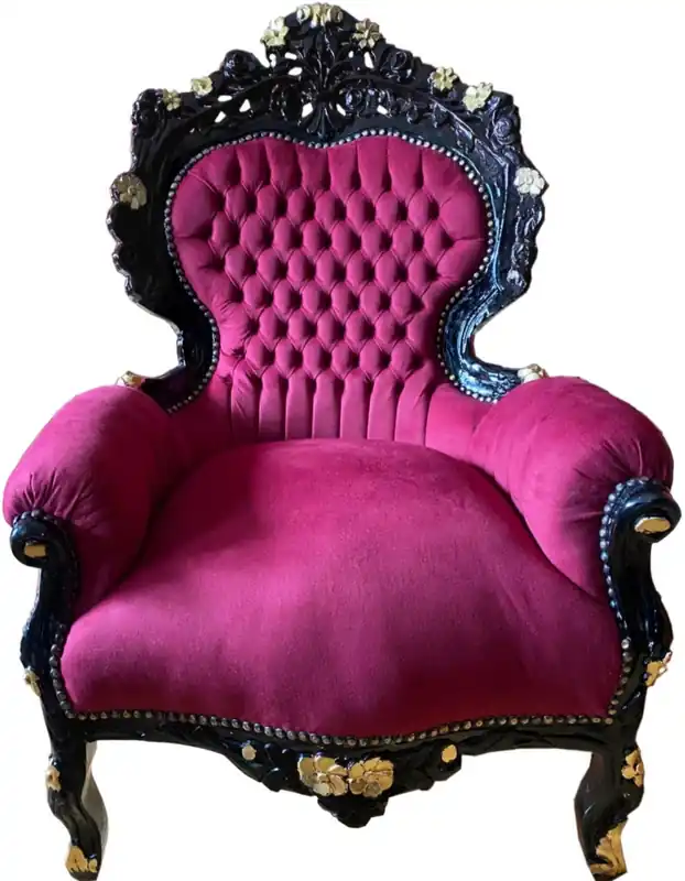 Neu Casa Padrino fauteuil de salon baroque bordeaux rouge / noir / or - Fauteuil de salon de style ancien fait main - Magnifique meuble de salon baroque
