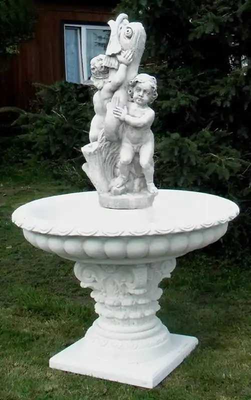 Casa Padrino fontaine Art Nouveau blanc / gris Ø 114 x H. 172 cm - Magnifique Fontaine de Jardin - Fontaine de Décoration de Jardin - Accessoires de Décoration de Jardin Baroque & Art Nouveau Wochenendangebot