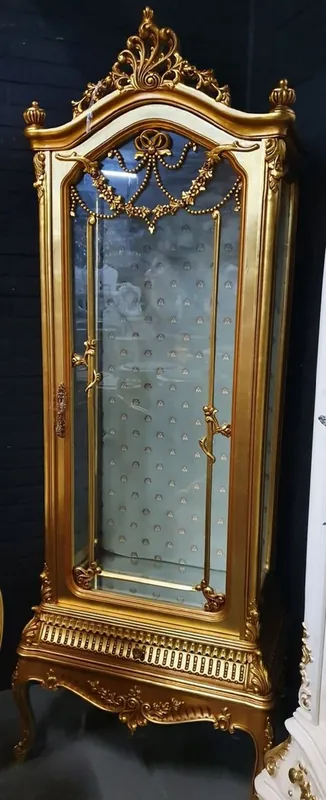 Casa Padrino vitrine baroque or - Armoire baroque avec porte vitrée et tiroir - Meuble de salon baroque - Noble & Magnifique Saisonangebot