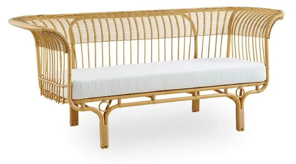 Casa Padrino canapé de jardin de luxe avec coussin d'assise naturel / gris clair 193 x 76 x H. 81 cm - Canapé de jardin et terrasse résistant aux intempéries - Meubles de Jardin et Terrasse Rabatt