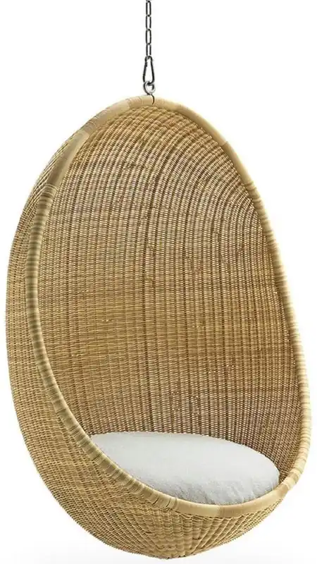 Highlight Casa Padrino fauteuil suspendu d'extérieur de luxe naturel / gris clair 85 x 72 x H. 120 cm - Fauteuil suspendu de jardin et terrasse résistant aux intempéries en forme d'oeuf - Meubles de Jardin