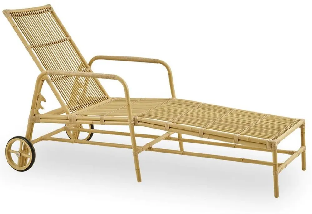 Casa Padrino chaise longue de jardin de luxe naturel 200 x 73 x H. 97 cm - Chaise longue moderne résistante aux intempéries avec dossier et accoudoirs réglables - Mobilier de Jardin Solange Der Vorrat Reicht