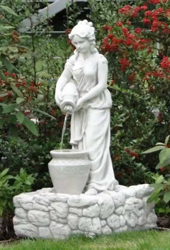 Casa Padrino sculpture Art Nouveau gargouille femme avec cruches gris 45 x 51 x H. 98 cm - Elégante figure de pierre gargouille - Accessoires de Décoration de Jardin Baroque & Art Nouveau Zertifiziert
