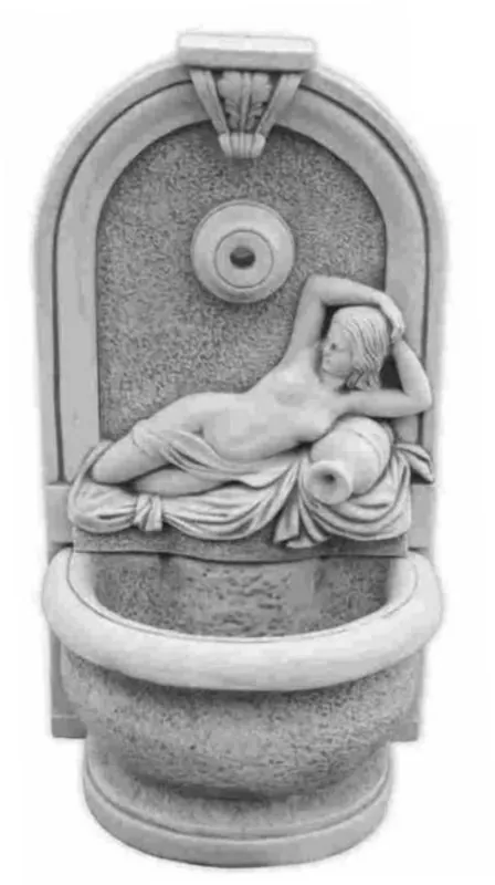 Casa Padrino fontaine murale Art Nouveau femme avec pichet gris H. 110 cm - Elégante fontaine de jardin - Fontaine en pierre de décoration de jardin - Accessoires de Jardin Baroque & Art Nouveau Must-Have