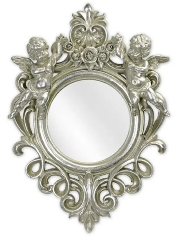 Bestseller Casa Padrino miroir baroque argent 35,8 x H. 51 cm - Miroir mural de style antique avec figures d'anges décoratives - Miroir de salon - Miroir d'armoire - Meuble baroque