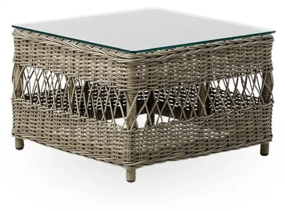 Top-Angebot Casa Padrino table de jardin de luxe gris antique 60 x 60 x H. 42 cm - Table d'appoint de jardin et de terrasse résistante aux intempéries avec plateau en verre - Mobilier de jardin et de terrasse