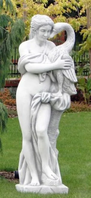 Sale Casa Padrino Sculpture de Décoration de Jardin Art Nouveau Femme avec Cygne Blanc / Gris 41 x 39 x H. 160 cm - Décoration de Jardin Elégante Figure - Décoration de Jardin Baroque & Art Nouveau