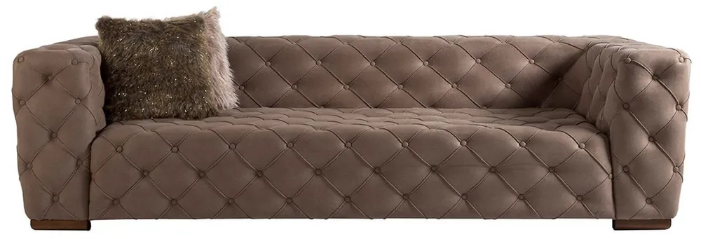 Casa Padrino canapé 3 places Chesterfield de luxe gris / marron 240 x 95 x H. 81 cm - Canapé de Salon Chesterfield - Mobilier de Salon Chesterfield - Collection de Luxe Neu Im Sortiment