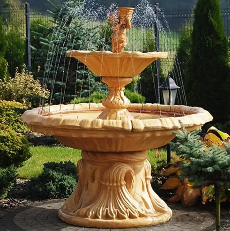 Casa Padrino fontaine Art Nouveau beige Ø 155 x H. 187 cm - Magnifique Fontaine de Jardin - Fontaine de Décoration de Jardin - Accessoires de Décoration de Jardin Baroque & Art Nouveau Letzte Chance