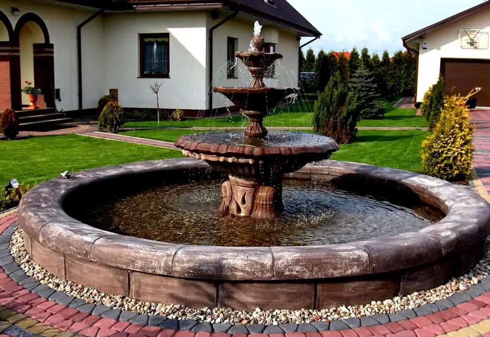 Super-Preis Casa Padrino fontaine de décoration de jardin baroque marron antique Ø 465 x H. 180 cm - Fontaine de jardin baroque - Fontaine avec bordure - Accessoires de décoration de jardin & terrasse baroque