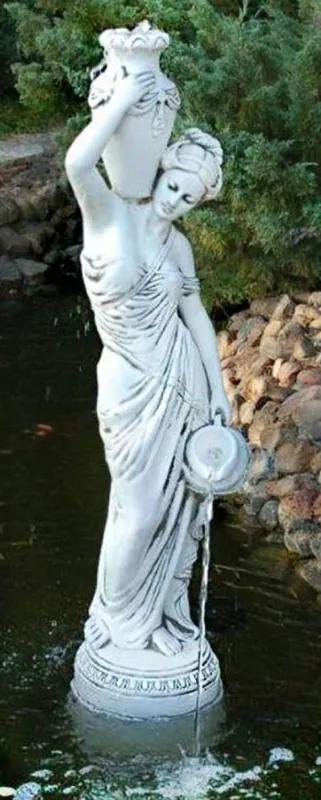 Wochenendangebot Casa Padrino sculpture Art Nouveau gargouille femme avec vase et cruche gris H. 135 cm - Elégante figure de pierre gargouille - Accessoires de Décoration de Jardin Baroque & Art Nouveau