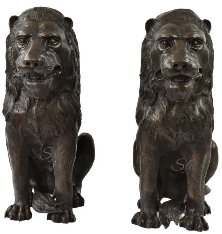 Casa Padrino sculptures de décoration en bronze de luxe lions 28 x 58 x H. 75 cm - Figurines de décoration en bronze - Accessoires de Décoration d'Hôtel & Restaurant de Luxe Aktuell