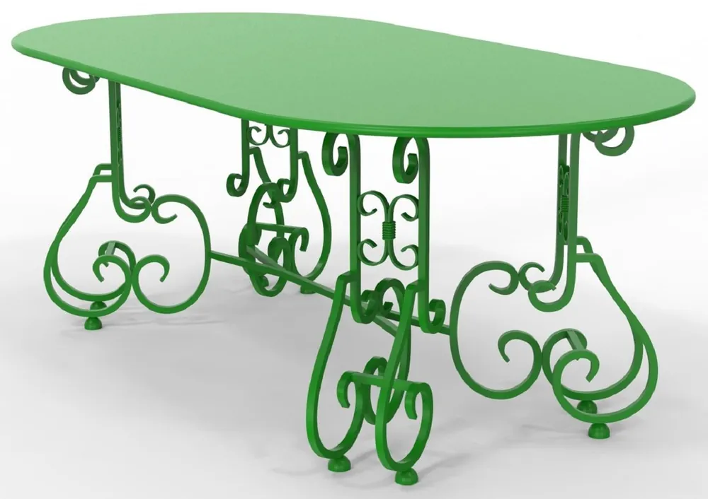 Neue Ware Casa Padrino table de jardin Art Nouveau 200 x 100 x H. 73,5 cm - Divers Coloris - Table de jardin & terrasse ovale en fer forgé - Mobilier de jardin & terrasse Art Nouveau en fer forgé