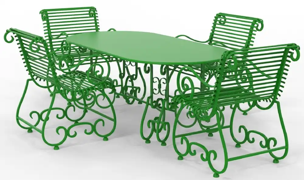 Sichere Zahlung Casa Padrino Ensemble de Jardin Art Nouveau en Fer Forgé - Divers Coloris - 1 Table de Jardin Ovale & 4 Chaises de Jardin avec Accoudoirs - Mobilier de Jardin & Terrasse Art Nouveau en Fer Forgé