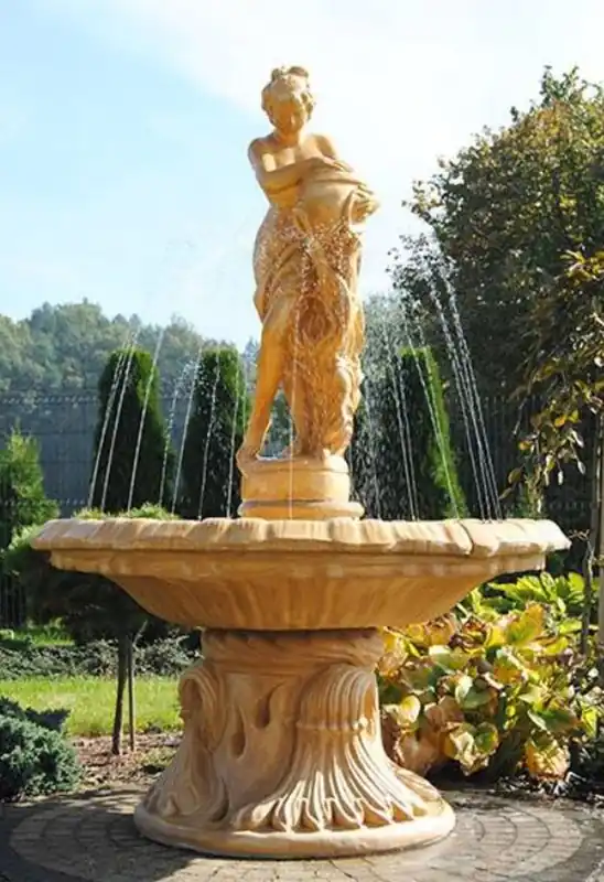 Casa Padrino fontaine Art Nouveau femme avec cruche beige Ø 155 x H. 218 cm - Magnifique Fontaine de Décoration de Jardin - Accessoires de Décoration de Jardin Baroque & Art Nouveau Expressversand
