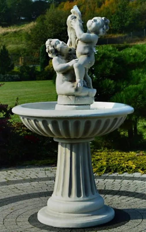 Top-Preis Casa Padrino fontaine Art Nouveau enfants avec poisson gris Ø 92 x H. 161 cm - Magnifique Fontaine de Jardin - Fontaine de Décoration de Jardin - Accessoires de Décoration de Jardin Baroque & Art Nouveau