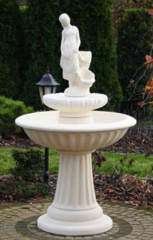 Casa Padrino fontaine Art Nouveau dame blanc Ø 92 x H. 162 cm - Magnifique Fontaine de Jardin - Fontaine de Décoration de Jardin - Accessoires de Décoration de Jardin Baroque & Art Nouveau Neuheit