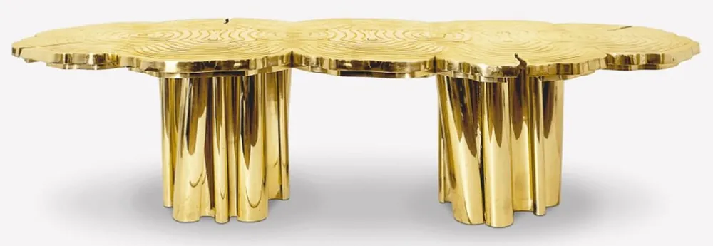 Jetzt Kaufen Casa Padrino table de salle à manger de luxe or 270 x 133 x H. 76 cm - Table de cuisine moderne en métal massif - Mobilier de salle à manger de luxe - Qualité de Luxe