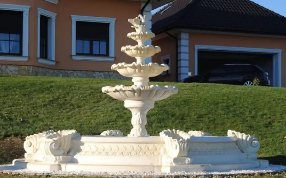 Ausverkauf Casa Padrino fontaine de décoration de jardin baroque blanc Ø 445 x H. 213 cm - Fontaine de jardin baroque - Fontaine avec bordure - Accessoires de décoration de jardin & terrasse baroque