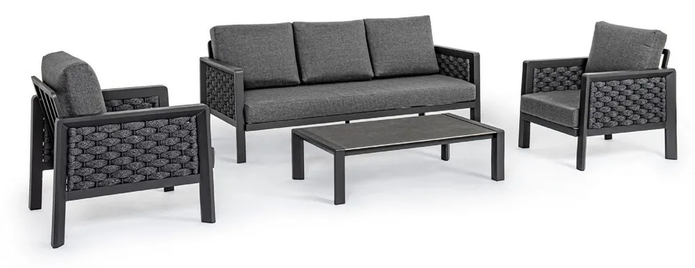Neue Ware Casa Padrino ensemble de jardin de luxe anthracite - 1 Canapé de Jardin & 2 Fauteuils de Jardin & 1 Table de Jardin - Mobilier de jardin et de terrasse moderne de luxe - Qualité de Luxe