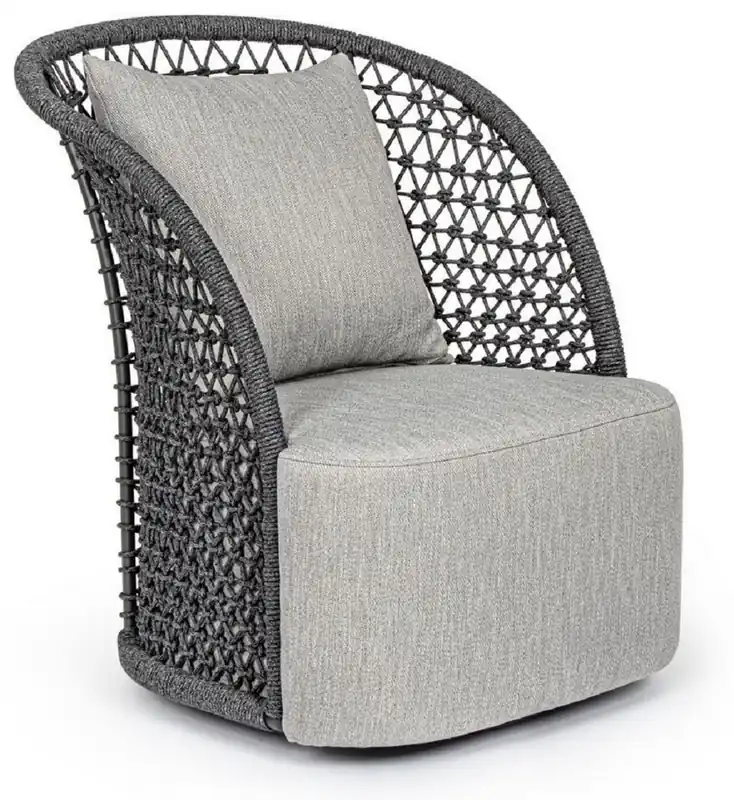 Casa Padrino fauteuil de jardin de luxe avec coussin gris / anthracite 77 x 81 x H. 93 cm - Fauteuil de jardin résistante aux intempéries - Meubles de Jardin et Terrasse - Qualité de Luxe Bestseller
