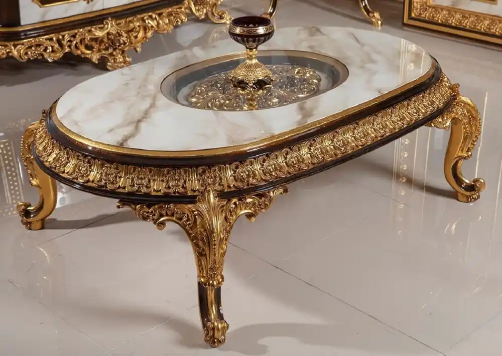 Finale Aktion Casa Padrino table basse baroque de luxe avec plateau en verre blanc / marron foncé / or - Magnifique table de salon en bois massif de style baroque - Meuble de salon baroque - Noble & Magnifique