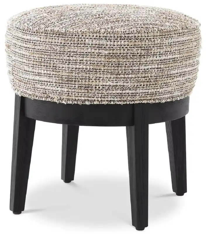 Garantierte Lieferung Casa Padrino tabouret de luxe beige / noir Ø 45,5 x H. 47 cm - Tabouret de salon rond - Tabouret rond moderne - Mobilier de Luxe