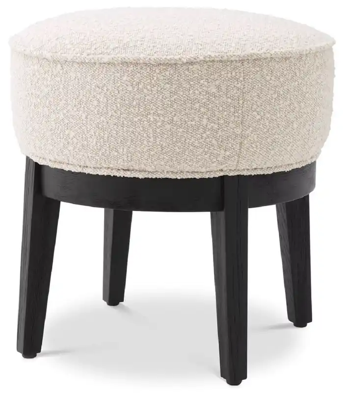 Casa Padrino tabouret de luxe crème / noir Ø 45,5 x H. 47 cm - Tabouret de salon rond - Tabouret rond moderne - Mobilier de Luxe Top-Angebot
