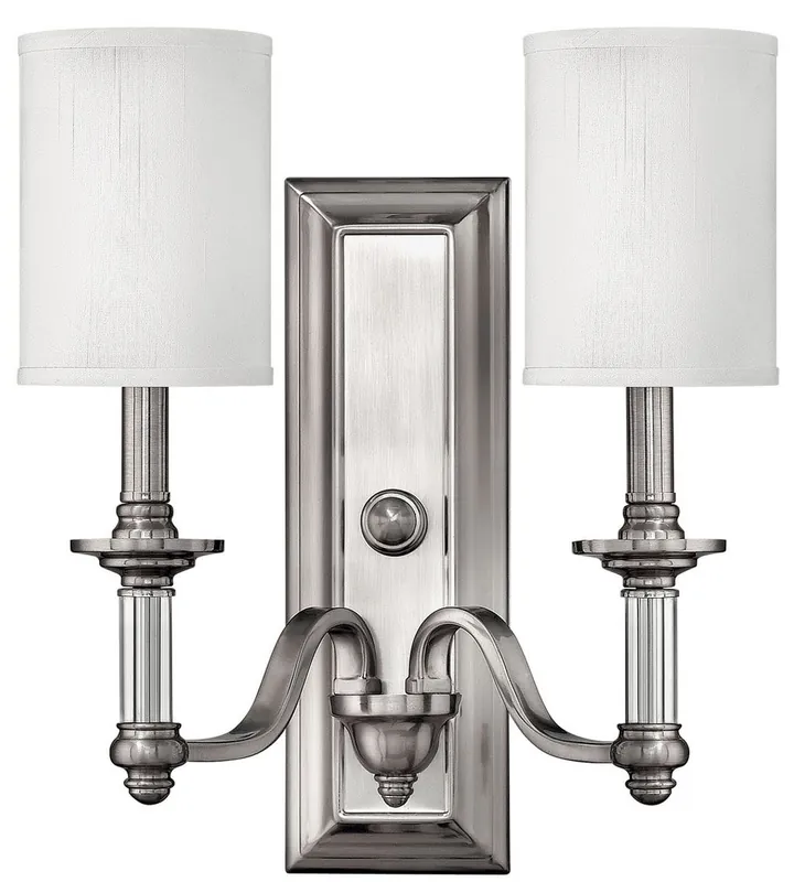 Casa Padrino applique murale double Art Nouveau argent / blanc 39,4 x 17,1 x H. 40 cm - Applique murale élégante de hôtel et de restaurant - Appliques Baroque & Art Nouveau Aktuell