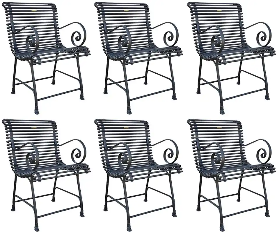 Casa Padrino ensemble de chaises de jardin Art Nouveau noir 44 x 50 cm - Chaises en fer forgé faites à la main avec accoudoirs - Mobilier de jardin et terrasses nostalgique Finale Aktion