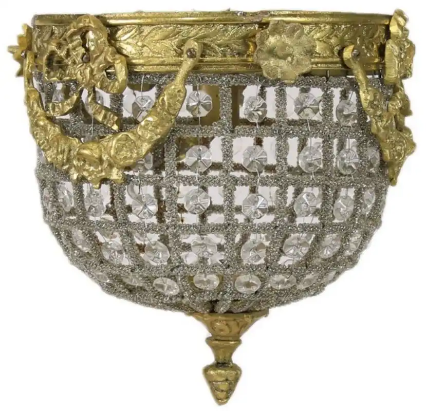 Rabatt Casa Padrino lampe couverture baroque en cristal or Ø 20 cm - Lampe couverture rond de style baroque - Luminaires Baroques - Noble et Magnifique
