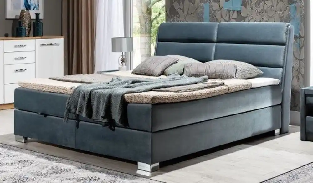 Günstig Casa Padrino Lit Double de Luxe Gris / Argent - Lit Moderne en Bois Massif avec Tête de Lit et Matelas - Mobilier de Chambre Moderne - Collection de Luxe