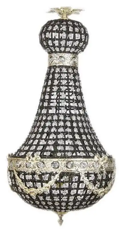 Casa Padrino lustre baroque de luxe en cristal noir / argent Ø 35 x H. 70 cm - Magnifique lustre de style baroque - Luminaires baroques en cristal - Noble & Magnifique Sonderaktion