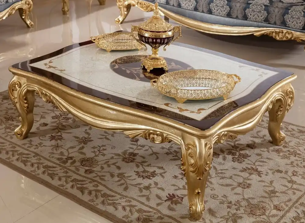 Top-Preis Casa Padrino table basse baroque de luxe blanc / marron / or - Magnifique table de salon en bois massif de style baroque - Meuble de salon baroque - Noble & Magnifique