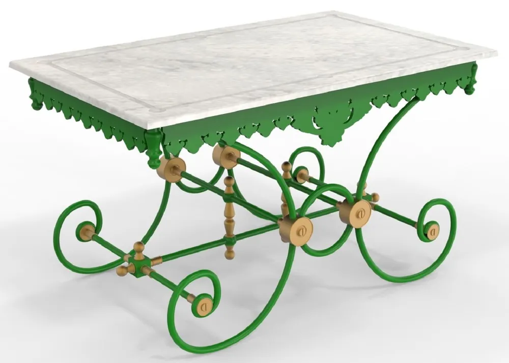 Casa Padrino table de jardin Art Nouveau 130 x 80 x H. 75 cm - Différentes Couleurs - Table de jardin et terrasse nostalgique en fer forgé avec plateau en marbre - Mobilier de Jardin Art Nouveau Echt