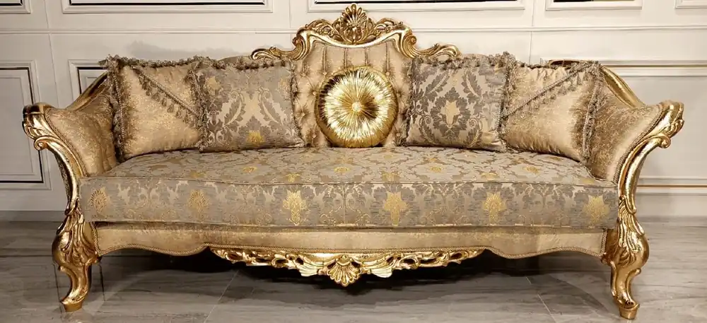 Super-Preis Casa Padrino canapé baroque de luxe or / gris / or - Magnifique canapé de salon avec motif élégant - Mobilier baroque salon & hôtel - Noble & Magnifique